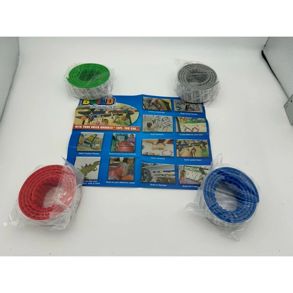 Deluxe Build Bonanza Building Block Tape 4 Colors 3ft‎ Each 4 Blocks Wide